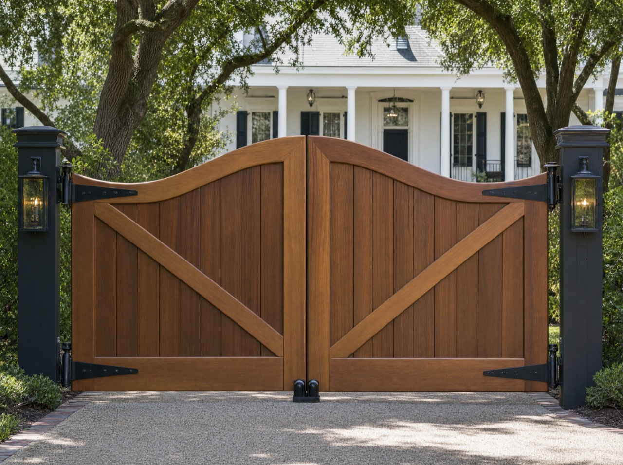 Custom wood driveway gate